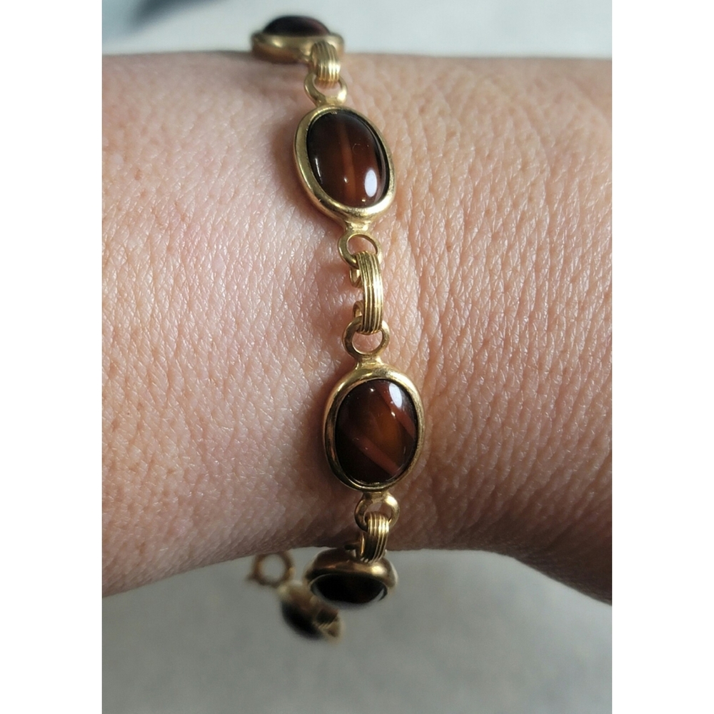 Vintage Sarah Coventry Faux Tiger's Eye Bracelet from the "Wood Nymph" Series